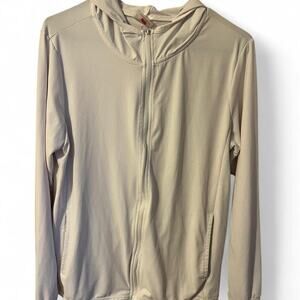 White light weight zip up hoodie